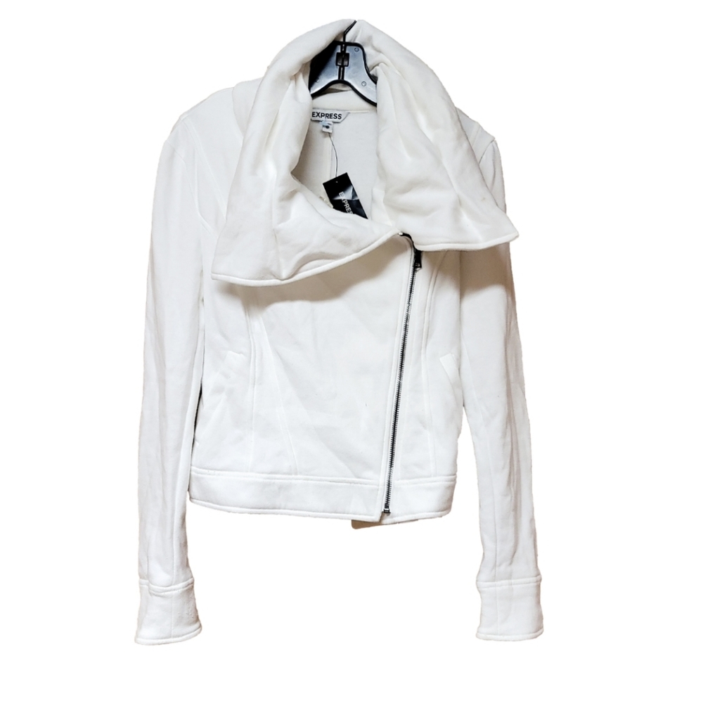 NWT Express Asymmetrical Moto Style Cozy Zip up Cotton Cardigan